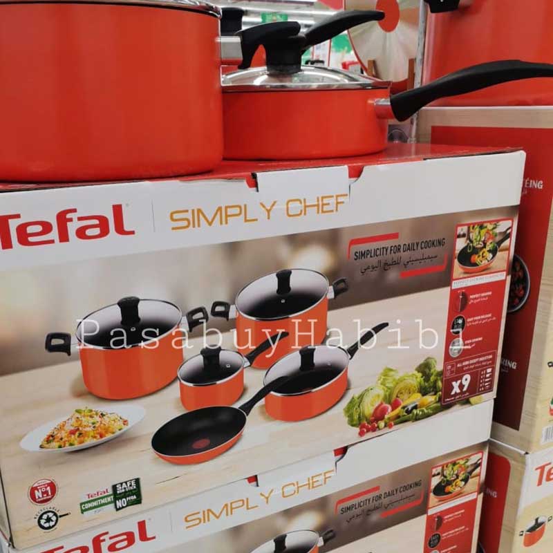 Tefal SIMPLY CHEF Batterie de Cuisine Set De 10 pièces Orange - B092SA85 -  Prix pas cher