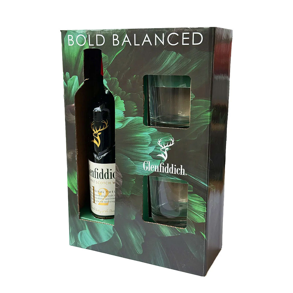 Glenfiddich 12 Year Old 70cl Pack with 2 glasses – Kelchi.com