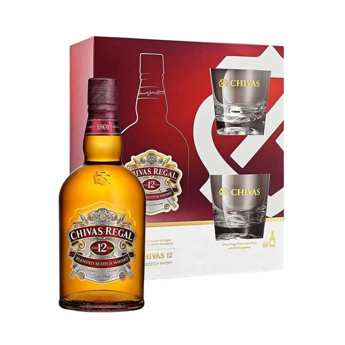 Chivas Regal 12YO Gift Pack + 2 Glasses 70cl – Kelchi.com Lebanon